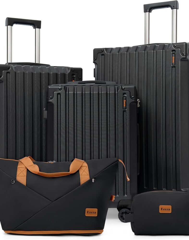 Luggage Sets 5 Piece,Lightweight Durable Hardshell,20/24/28 Inch,Black